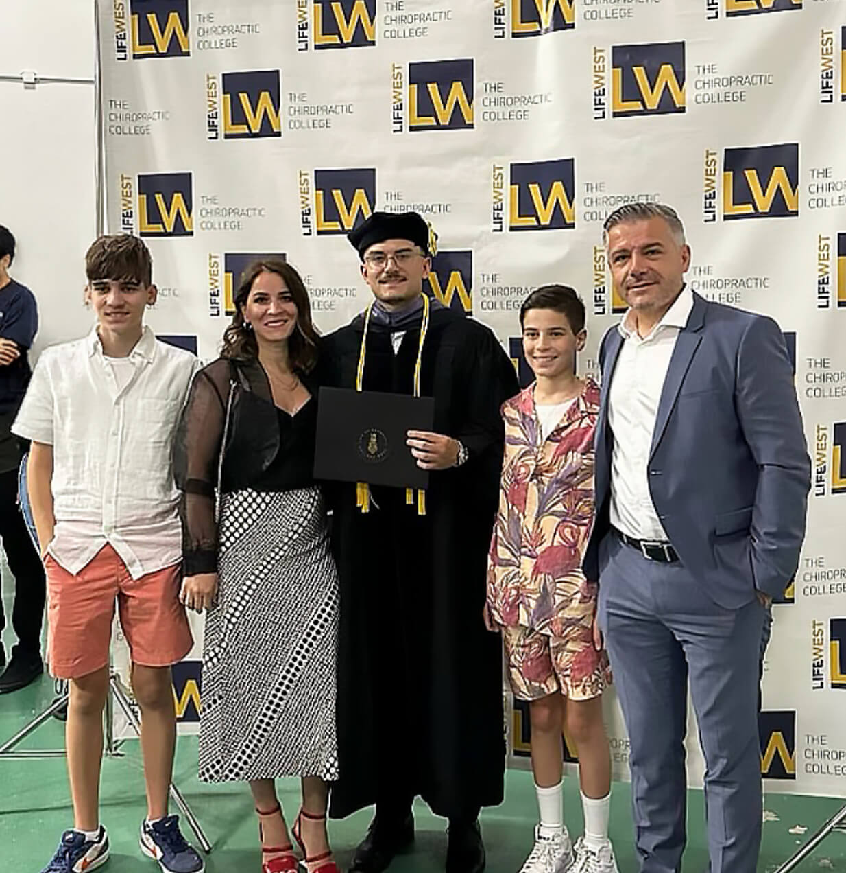 Dr. Markokaj at his graduation from Life Chiropractic College West with family